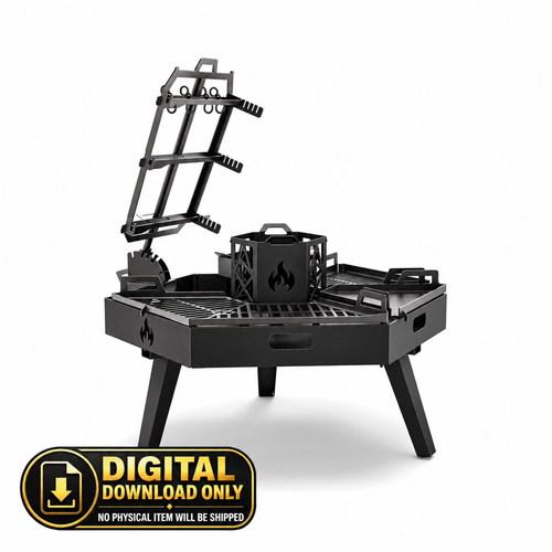 BBQ Fire Pit FULL - Folding Legs | DXF + Bending, Welding & Assembly Plans