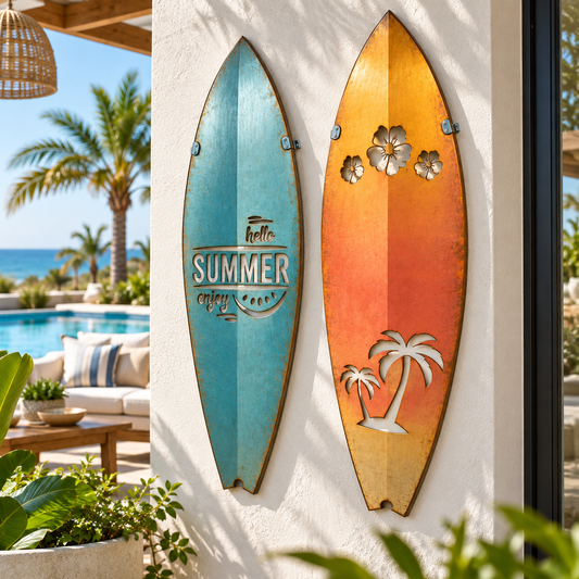 2 Decorative Surfboard Wall Signs | DXF Files for CNC Cutting
